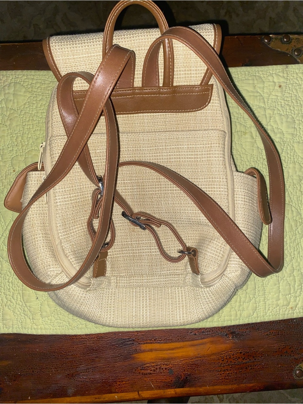Rosetti beige straw-style mini backpack. - Picture 2 of 4